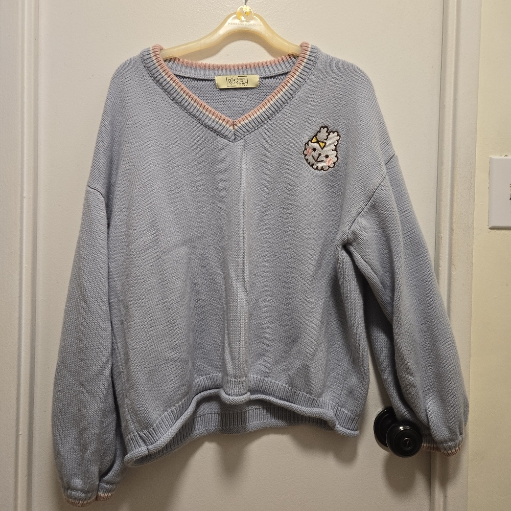 Pastel Blue Kawaii Bunny Knit Sweater